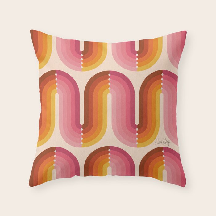 Retro Squiggle - Tropical Sunset Throw Pillow Gallery Image 6