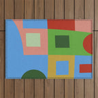 abstract retro vivid fall 5 Outdoor Rug Gallery Image 1