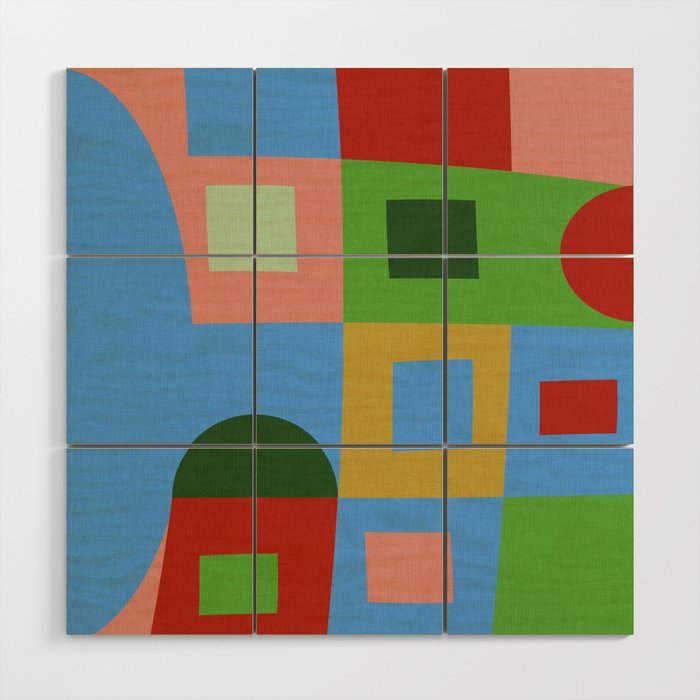 abstract retro vivid fall 5 Wood Wall Art Gallery Image 1