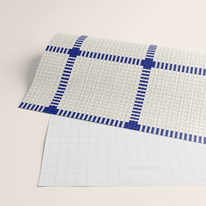 Woven Cross Check Cream x Navy Wrapping Paper Gallery Image 2