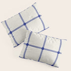Woven Cross Check Cream x Navy Pillow Sham Gallery Image 3