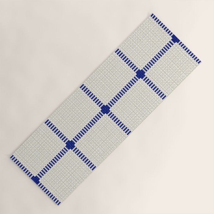 Woven Cross Check Cream x Navy Yoga Mat Gallery Image 1