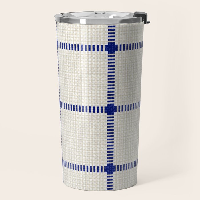Woven Cross Check Cream x Navy Travel Mug Gallery Image 2