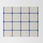 Woven Cross Check Cream x Navy Throw Blanket Gallery Image 2