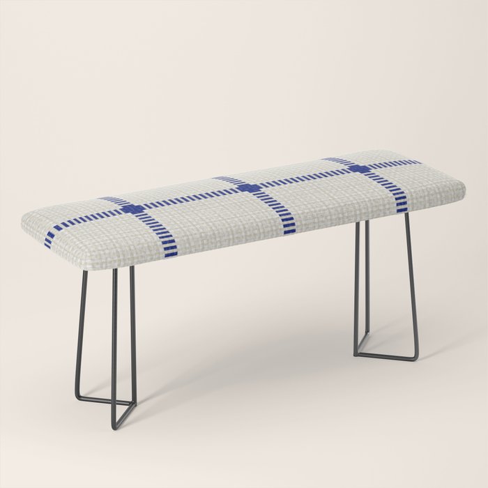 Woven Cross Check Cream x Navy Bench Gallery Image 1