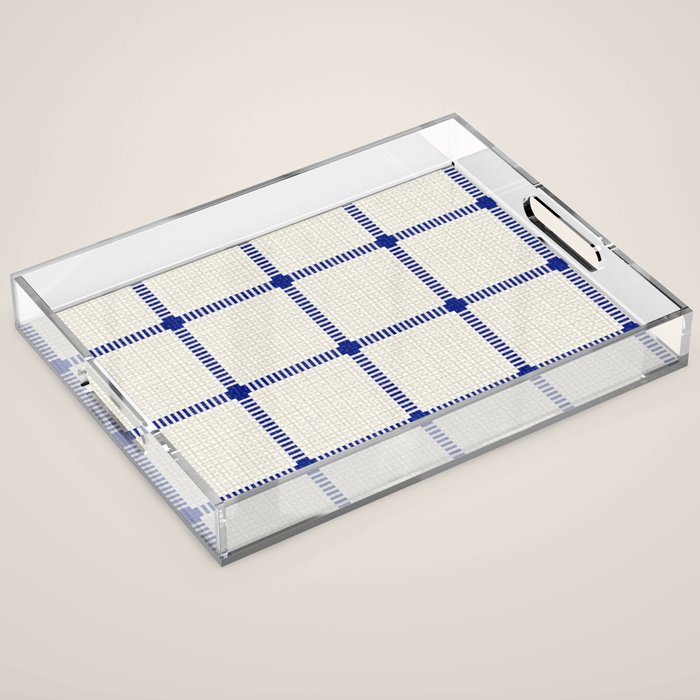 Woven Cross Check Cream x Navy Acrylic Tray Gallery Image 1