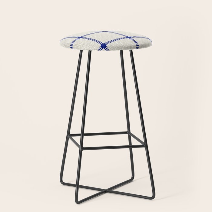 Woven Cross Check Cream x Navy Stool Gallery Image 1