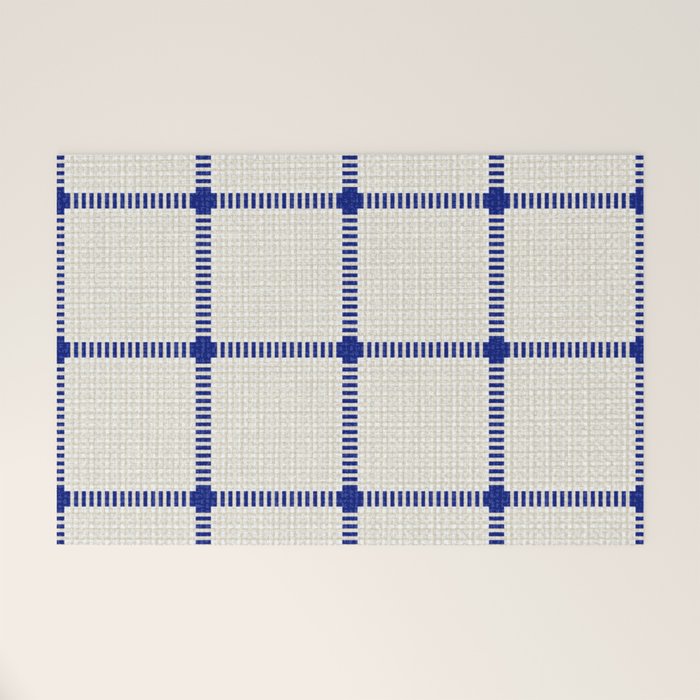 Woven Cross Check Cream x Navy Welcome Mat Gallery Image 1