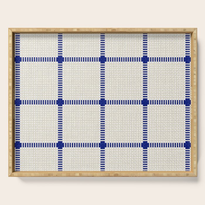 Woven Cross Check Cream x Navy Serving Tray Gallery Image 1