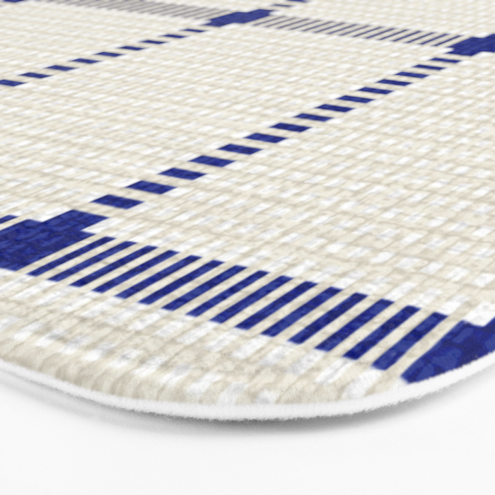 Woven Cross Check Cream x Navy Bath Mat Gallery Image 3