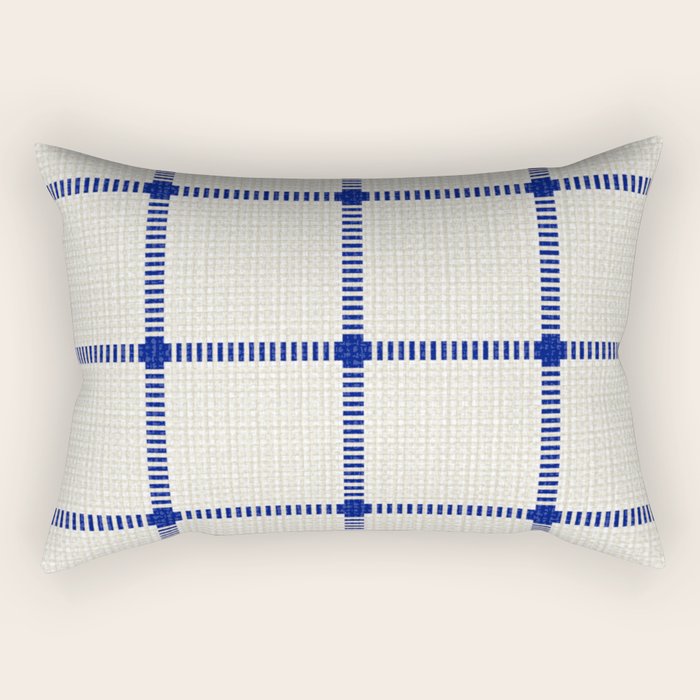 Woven Cross Check Cream x Navy Rectangular Pillow Gallery Image 2