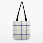 Woven Cross Check Cream x Navy Tote Bag Gallery Image 2