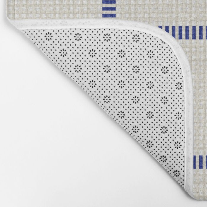 Woven Cross Check Cream x Navy Bath Mat Gallery Image 2