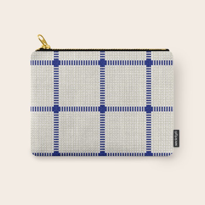 Woven Cross Check Cream x Navy Carry All Pouch Gallery Image 1