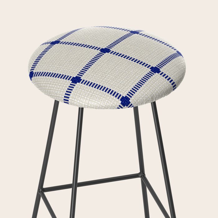 Woven Cross Check Cream x Navy Stool Gallery Image 2