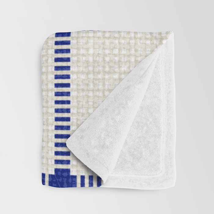 Woven Cross Check Cream x Navy Throw Blanket Gallery Image 3