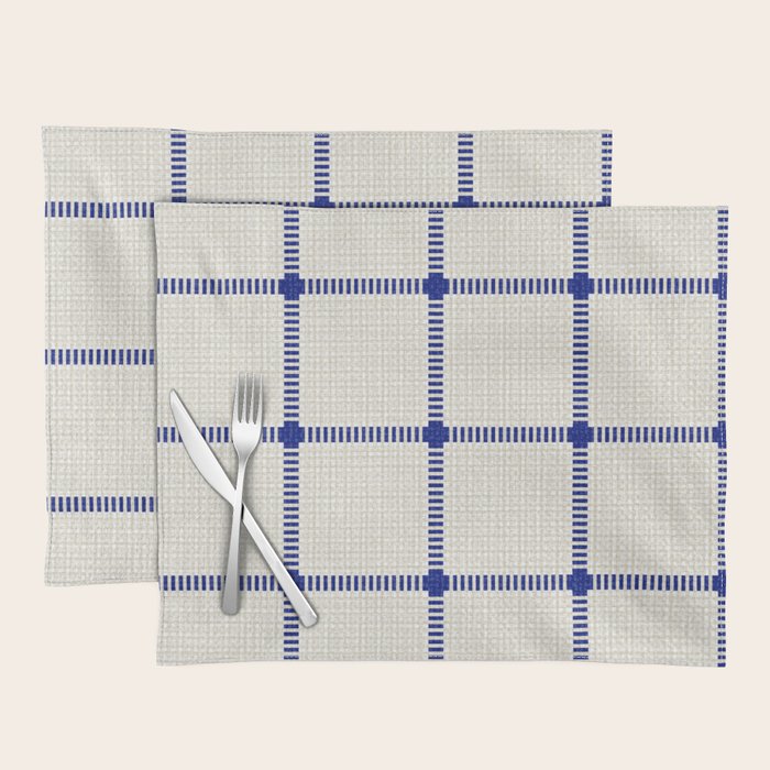 Woven Cross Check Cream x Navy Placemat Gallery Image 1