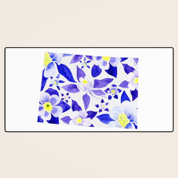 Colorado State Flower - Blue Columbine Desk Mat Gallery Image 3