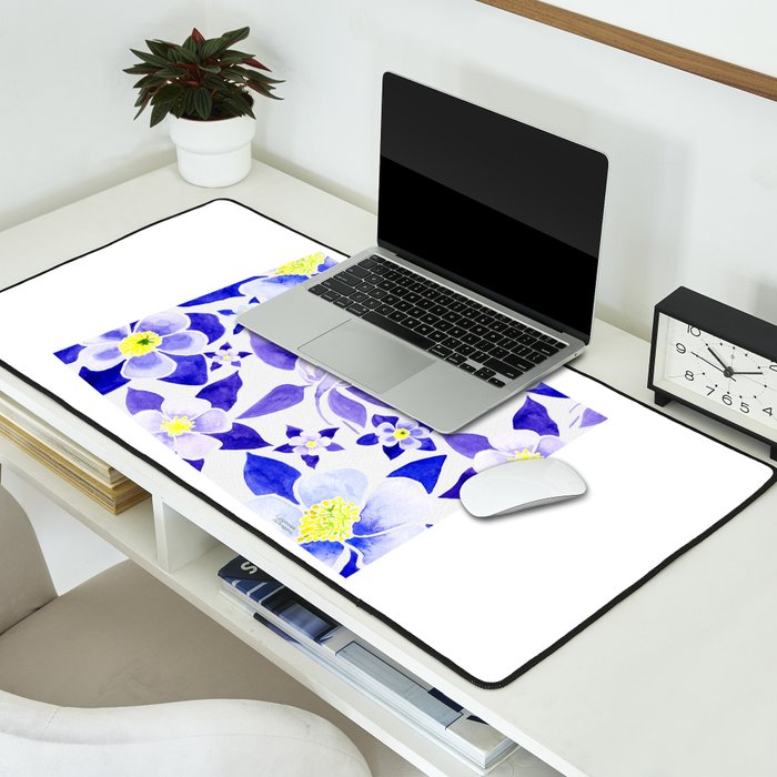 Colorado State Flower - Blue Columbine Desk Mat Gallery Image 2