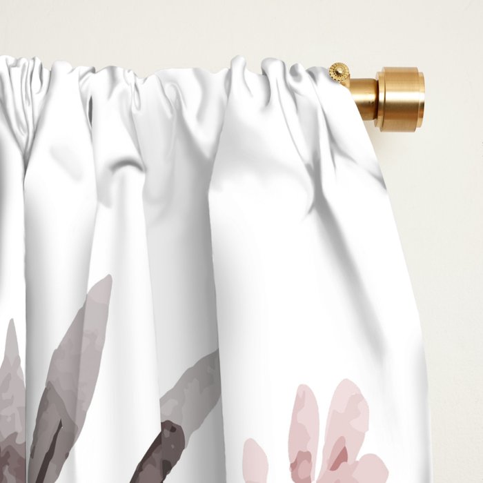 Watercolor Flower, Blush Pink and Gray, Floral Prints Window Curtain Gallery Image 2