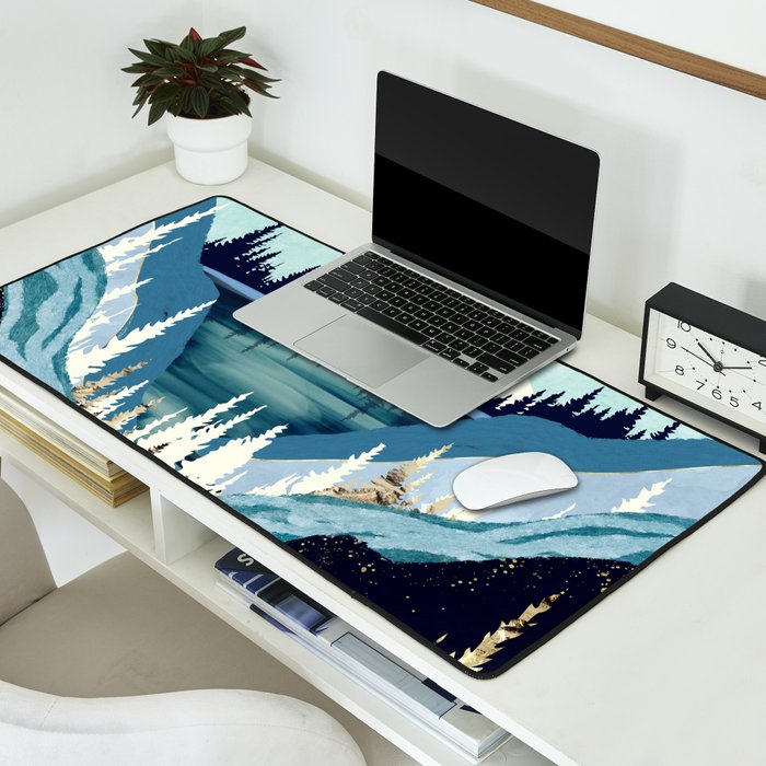 Blue Forest Lake Desk Mat Gallery Image 2