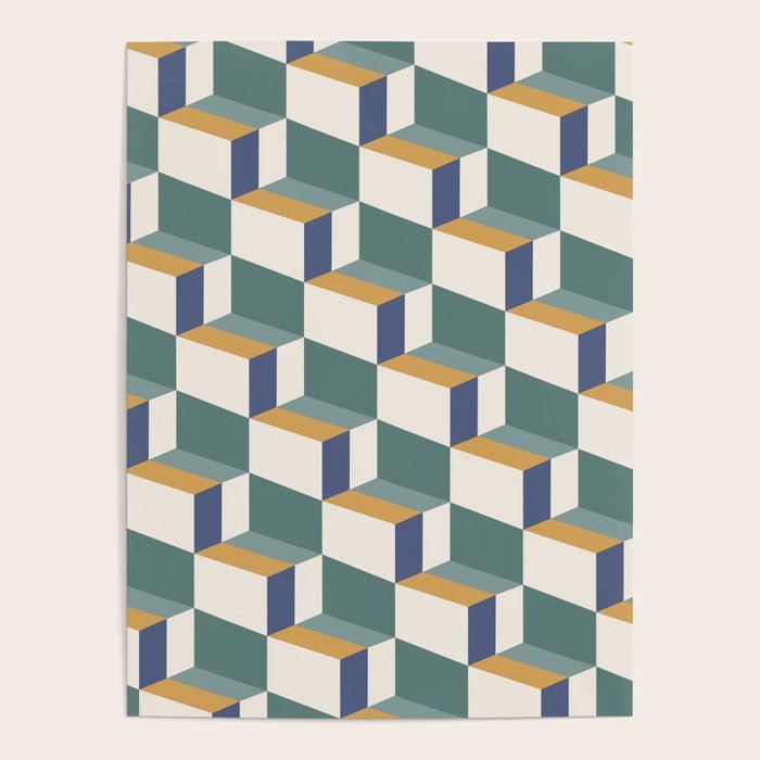Cuboid Geometric Abstract Shapes Pattern XIV Poster Gallery Image 1