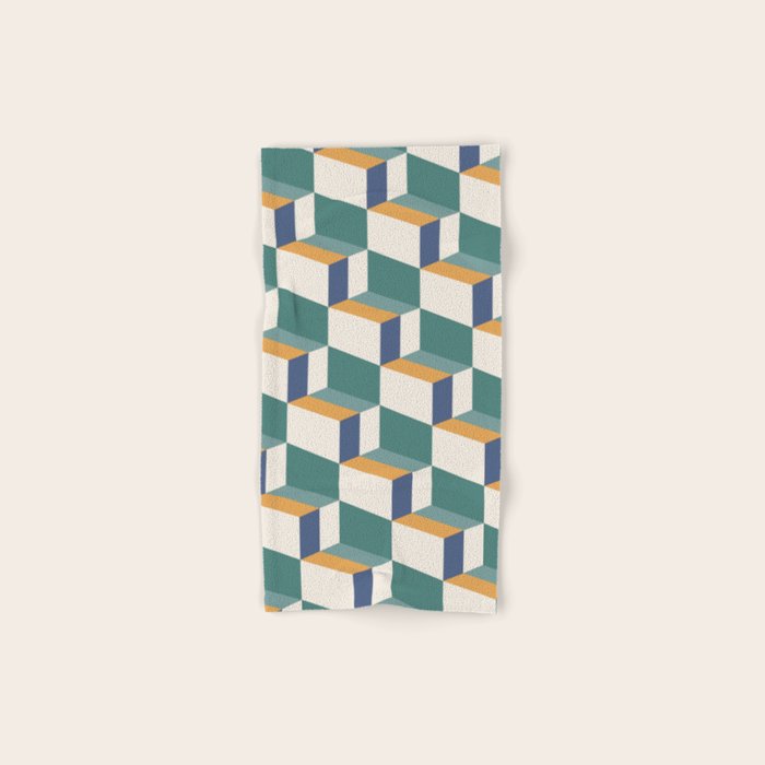 Cuboid Geometric Abstract Shapes Pattern XIV Bath Towel Gallery Image 1