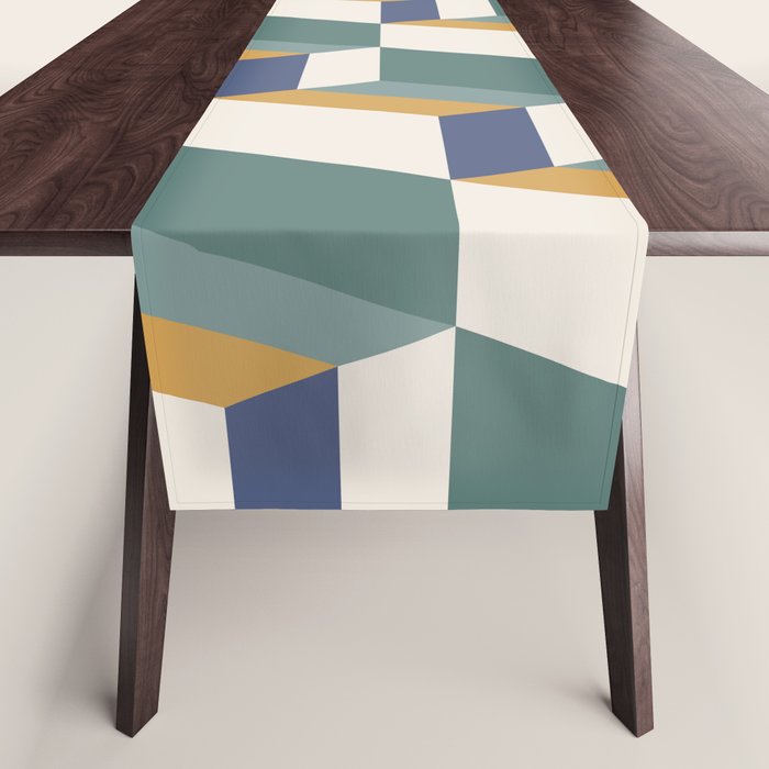 Cuboid Geometric Abstract Shapes Pattern XIV Table Runner Gallery Image 1