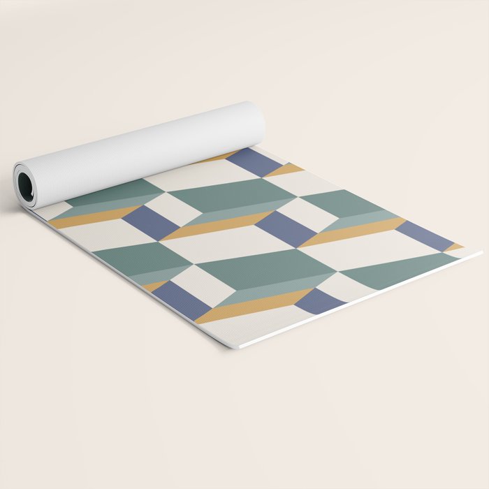 Cuboid Geometric Abstract Shapes Pattern XIV Yoga Mat Gallery Image 2