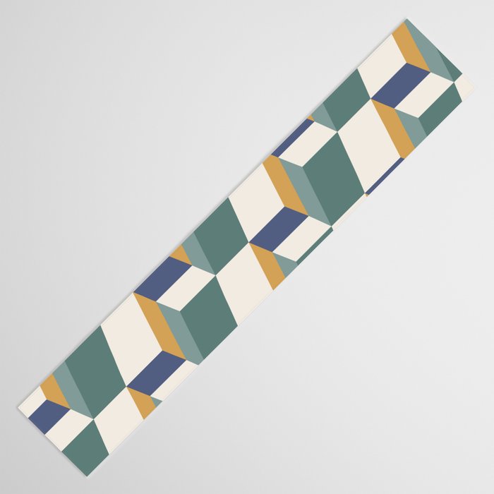 Cuboid Geometric Abstract Shapes Pattern XIV Table Runner Gallery Image 3