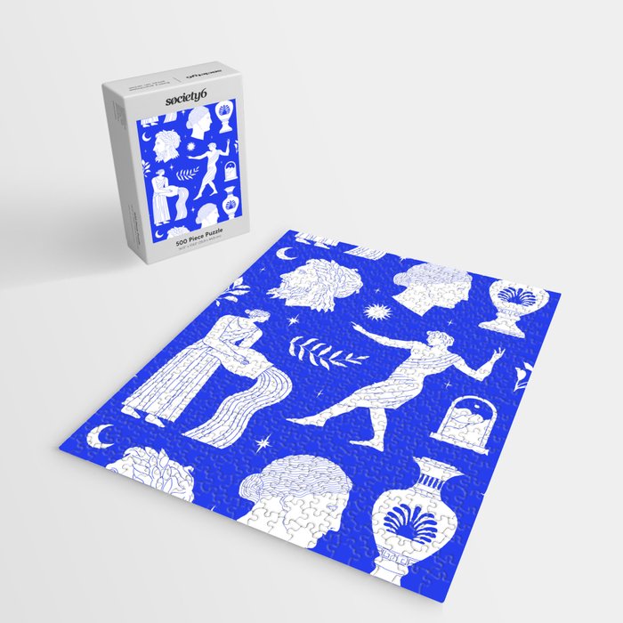 Blue greek statue and classic vintage monument pattern Jigsaw Puzzle Gallery Image 2