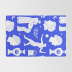 Blue greek statue and classic vintage monument pattern Rug Gallery Image 2
