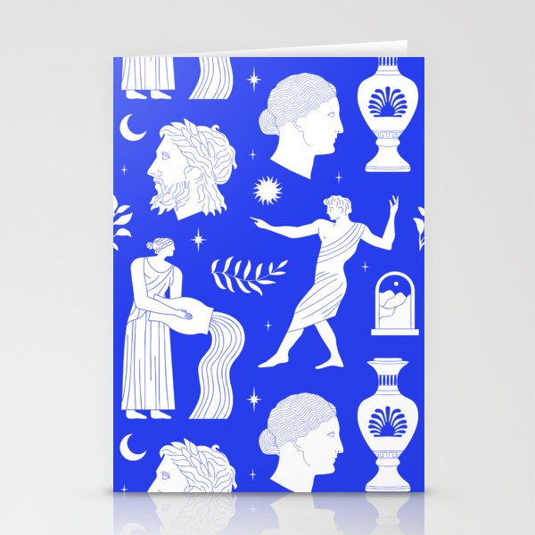 Blue greek statue and classic vintage monument pattern Stationery Card Gallery Image 2