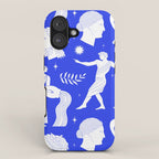 Blue greek statue and classic vintage monument pattern iPhone Case Gallery Image 1