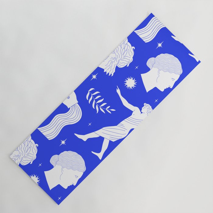 Blue greek statue and classic vintage monument pattern Yoga Mat Gallery Image 1