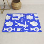 Blue greek statue and classic vintage monument pattern Rug Gallery Image 1