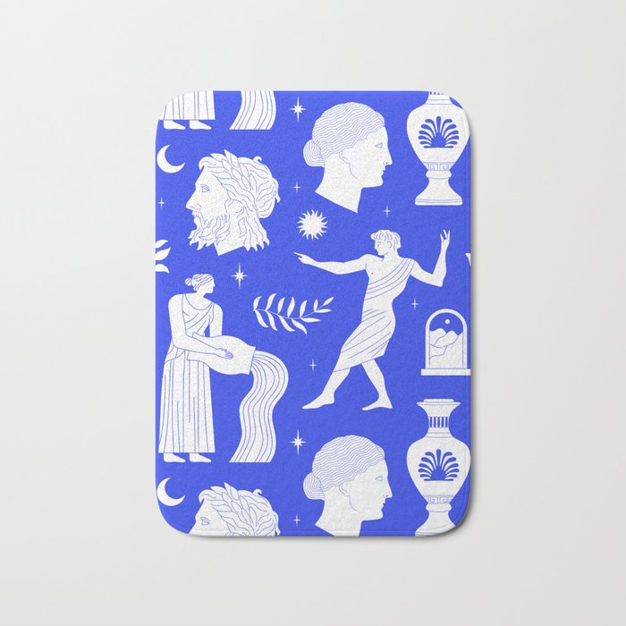 Blue greek statue and classic vintage monument pattern Bath Mat Gallery Image 1