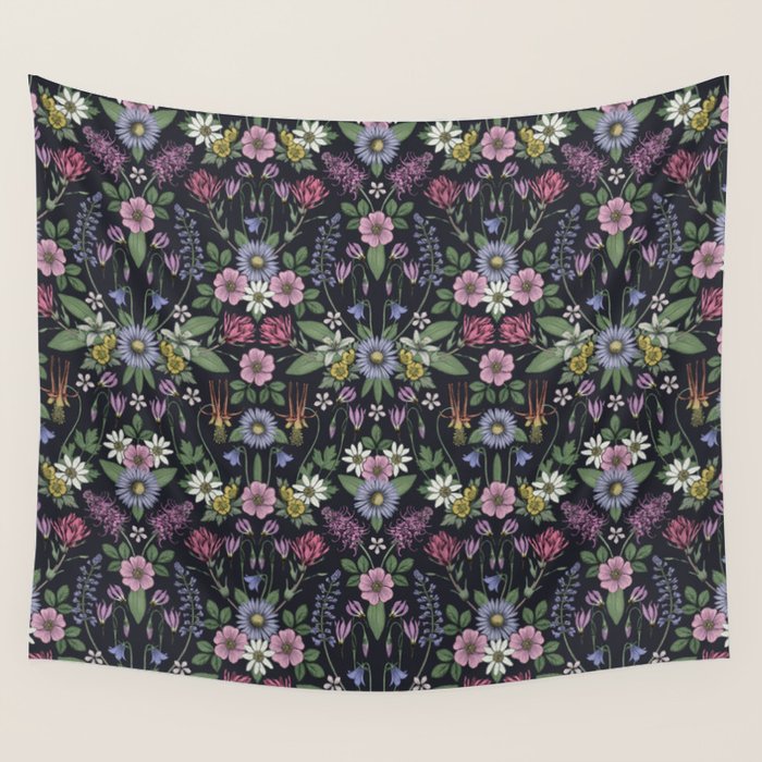 Mount Rainier Wildflowers Wall Tapestry Gallery Image 1