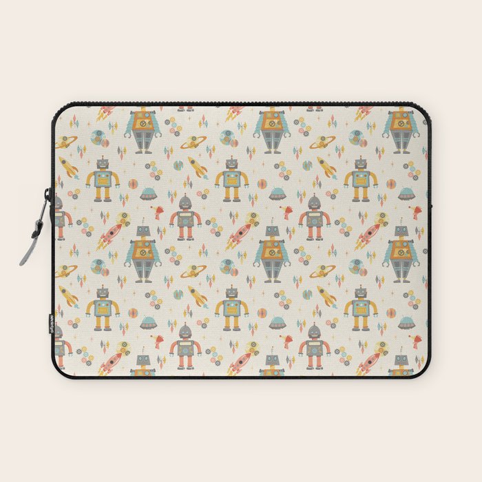 Vintage Inspired Robots in Space Laptop Sleeve Gallery Image 1