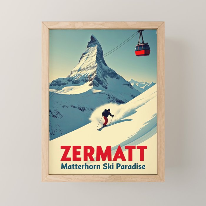 Zermatt Valais Switzerland Ski  Mini Art Print Gallery Image 1