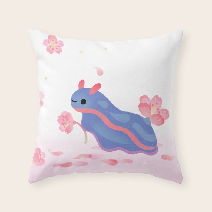 Cherry blossom slug Throw Pillow Gallery Image 6