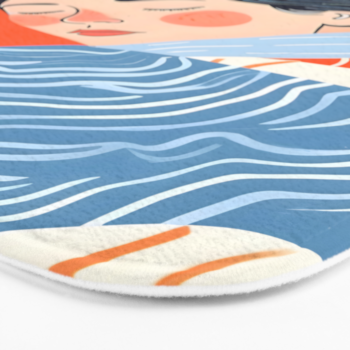 Sleepy Day | Nap Time Bedroom Décor, Eclectic People Relax Rest Illustration, Lazy Bohemian Woman Asleep, Home Blankets Patterns Textures Bath Mat Gallery Image 3
