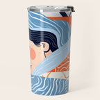 Sleepy Day | Nap Time Bedroom Décor, Eclectic People Relax Rest Illustration, Lazy Bohemian Woman Asleep, Home Blankets Patterns Textures Travel Mug Gallery Image 2