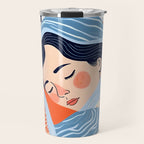Sleepy Day | Nap Time Bedroom Décor, Eclectic People Relax Rest Illustration, Lazy Bohemian Woman Asleep, Home Blankets Patterns Textures Travel Mug Gallery Image 1