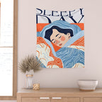 Sleepy Day | Nap Time Bedroom Décor, Eclectic People Relax Rest Illustration, Lazy Bohemian Woman Asleep, Home Blankets Patterns Textures Wall Tapestry Gallery Image 2