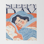 Sleepy Day | Nap Time Bedroom Décor, Eclectic People Relax Rest Illustration, Lazy Bohemian Woman Asleep, Home Blankets Patterns Textures Throw Blanket Gallery Image 2