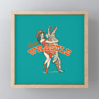 Let's Wrastle Teal Cowgirl Pillow Mini Art Print Gallery Image 1