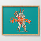 Let's Wrastle Teal Cowgirl Pillow Serving Tray Gallery Image 1