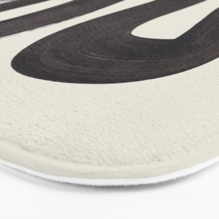 Black & White Minimalist Abstract Shapes Patterns Black Ink Painting Bath Mat Gallery Image 3