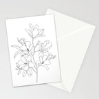 Minimal Line Art Magnolia Flowers Stationery Card Gallery Image 2